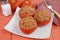 Stuffed tomatoes prepared in a plate