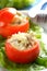 Stuffed tomatoes on the salad