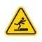 Stumbling man icon in yellow triangle. A warning sign about the danger. Tripping hazard. Watch your step symbol