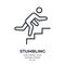 Stumbling man on stairs editable stroke outline icon isolated on white background flat vector illustration. Pixel perfect. 64 x 64