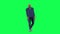 Stumbling and talking drunken man in blue clothes on green screen