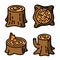 Stumps icons set, outline style