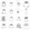 Stumps tree icons set vector outine