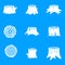 Stumps tree log wood icons set simple style