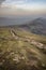 Stuning sunset landscape image of The Great Ridge in the Peak District in England showing Mam Tor, Back Tor, Rushup Edge and Lose