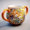 Stunning 3d Model Of Colorful Sgrafitto Cup With Italianate Flair
