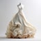 Stunning 3d Modeled Wedding Dress On White Cloth - Swirling Colors And Surrealistic Design