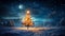 Stunning 3D-Rendered Christmas Night with Snow-Covered Tree