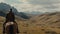 Stunning 8k Still Image Of Cowboy Riding Through Majestic Rocky Mountains