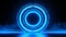 Stunning abstract blue background with neon circle light arch