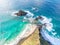 Stunning aerial drone view of the north eastern tip of Lord Howe Island near Malabar Hill. Beautiful white sand beach