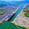 Stunning aerial image of the Miraflores Locks and the