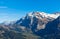 Stunning aerial panorama view of Grindelwald with Wetterhorn, Switzerland
