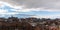 Stunning aerial panorama view of Lausanne downtown cityscape with Lake Geneva Leman in background from Cathedral of Notre Dame