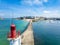 Stunning aerial of Saint Malo in Brittany France with a Lighthouse in the foreground