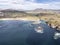 Stunning aerial shot of Ardnamurchan Point, Great Britains most westerly point, with the beautiful white beaches and