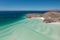 Stunning aerial view of Balandra beach, La Paz, Mexico