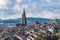 Stunning aerial view of Bern old town with Bern Minster MÃ¼nster cathedral and Swiss Federal Palace Bundeshaus