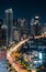 Stunning aerial view of the bustling metropolitan cityscape of Wuhan, China at night.