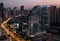 Stunning aerial view of the bustling metropolitan cityscape of Wuhan, China at night.