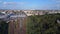 Stunning aerial view flight drone. Bunker Berlin Mitte Flak Tower Humboldthain