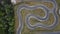 A stunning aerial view of a go kart track