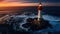 A Stunning Aerial View Of A Lighthouse At Sunset