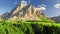 Stunning aerial view of Passo delle Erbe at sunset, Dolomites