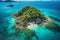 Stunning Aerial View of a Serene Tropical Island with Crystal Clear Waters extreme closeup. Generative AI