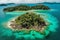 Stunning Aerial View of a Serene Tropical Island with Crystal Clear Waters extreme closeup. Generative AI