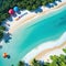 A stunning aerial view of a tropical beach paradise with colorful and enjoying leisure perfect for travel