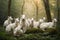 Stunning Albino Deer Herd Amidst the Enchanting Forest Landscape