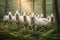 Stunning Albino Deer Herd Amidst the Enchanting Forest Landscape