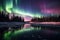 Stunning aurora borealis display in the night sky. Colorful northern light. Generative AI