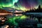 Stunning aurora borealis display in the night sky. Colorful northern light. Generative AI