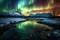 Stunning aurora borealis display in the night sky. Colorful northern light. Generative AI