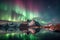 Stunning aurora borealis display in the night sky. Colorful northern light. Generative AI