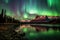 Stunning aurora borealis display in the night sky. Colorful northern light. Generative AI