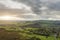 Stunning Autumn Fall landscape aerial drone image of countryside view from Curbar Edge in Peak District England at sunset