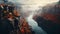 Stunning Autumn Landscape: Majestic Canyon With Fog And River
