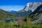 Stunning autumn landscape Tirol, Zugspitze mountain and lake Seebensee