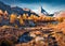 Stunning autumn view of Grindjisee lake in Swiss Alps.. Impressive morning scene of Zermatt resort location with Matterhorn Cervi