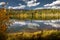 Stunning autumn view of the mirror lake of Duck Creek in Dixie National Forest