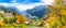 Stunning autumn view of picturesque alpine village Wengen