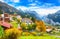 Stunning autumn view of picturesque alpine village Wengen