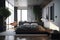 The Stunning bedroom boasts Beauty of Minimalism Modern Scandinavian influence bedroom,AI Generative