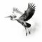 Stunning Black And White Photo Of A Flying Stork In Daz3d Style