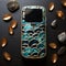 Stunning Blue And Gold Wave Pattern Phone With Photorealistic Details