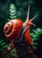 stunning breathtaking vibrant snail on blurred background generative AI