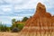 Stunning bright orange sandstone formation and cactus